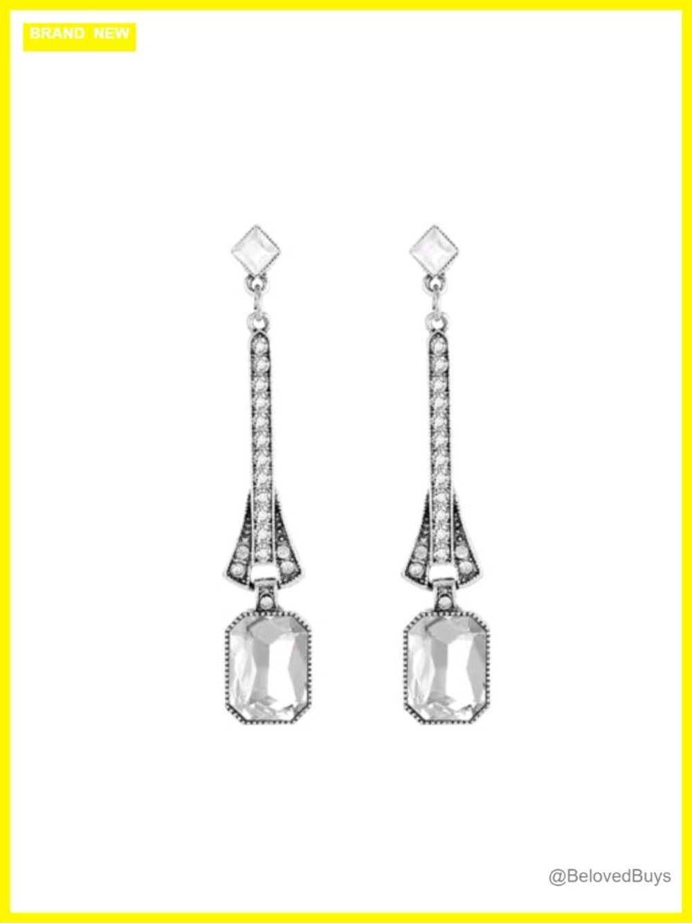 1920s Gatsby Art Deco Rhinestone Long Dangle Earrings
